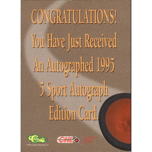 1995 Classic 5Sport Autographs Nolan Baumgartner #126