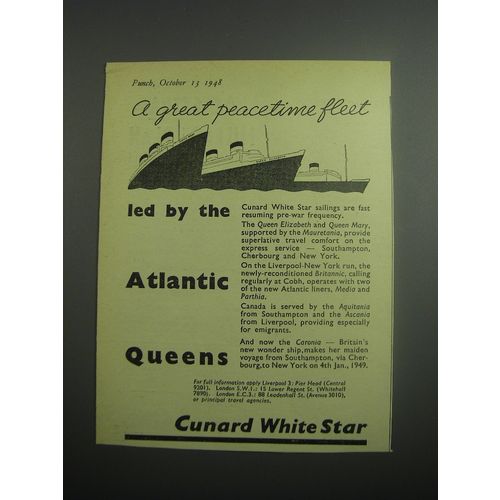 1948 Cunard White Star Cruise Ad - A great peacetime fleet