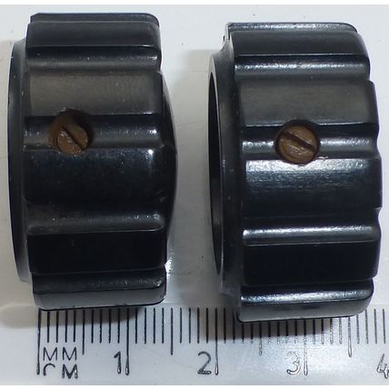 KNOB fluted Black bakelite 31 mm dia, for 1/4" shaft vintage 2 off