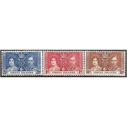 Virgin Islands 1937 Coronation Set SG107-109 Mounted Mint . .. .