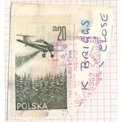 Poland 1977 - 20z black olive - Crop Spraying Plane (on paper) - used