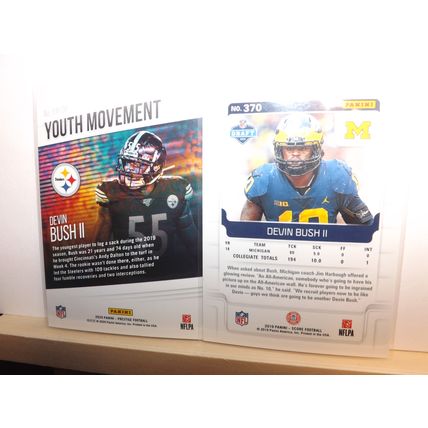 2019 Panini Score/Prestige DEVIN BUSH (UM/Steelers) Youth Movement foil & RC