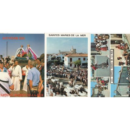 Les Saintes Maries De La Mer 3x French Street Procession Postcard s