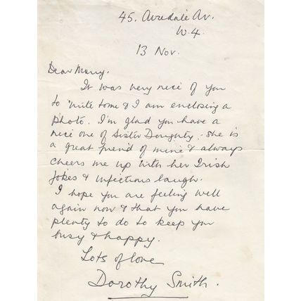 Dorothy Smith Emergency Ward 10 TV Show Antique Hand Signed Letter
