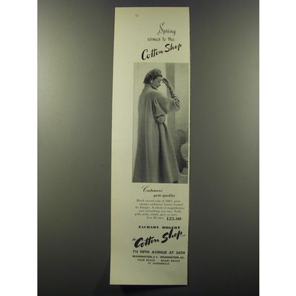 1953 Cotton Shop Coat by Einiger Advertisement - Spring comes to the Cotton Shop