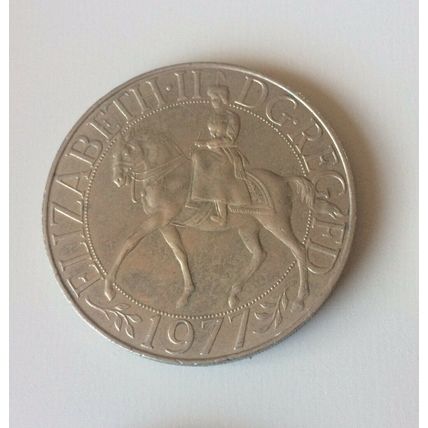 (RARE) 1977 Queen Elizabeth II Silver Jubilee Commemorative Crown Coin DG.REG FD