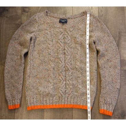 American Eagle Outfitters Open Cable Knit Confetti Sweater Orange Trim Wms Med