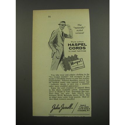 1955 John Jarrell Haspel Suit Advertisement - he naturally styled version