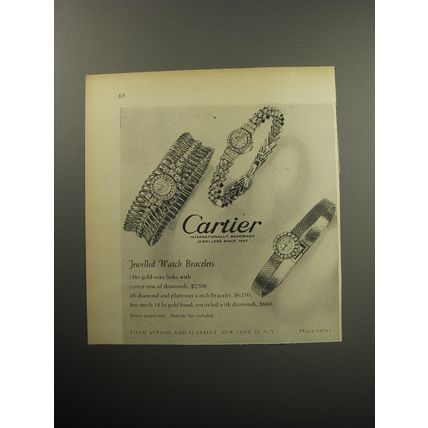 1957 Cartier watches Advertisement - Jewelled watch bracelets