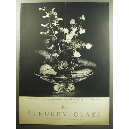 1957 Steuben Glass Advertisement - Wide Crystal Bowl with Brilliant Ripple Base