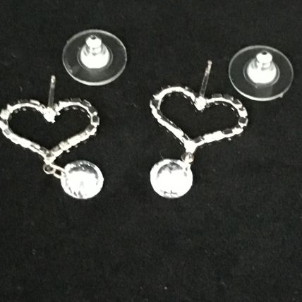 Earrings Heart Shaped CZ with Crystal Dangle #436 USA Seller