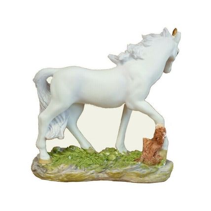 White with Purple Lilac Mane and Tail Unicorn Figurine Ornament