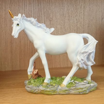 White with Purple Lilac Mane and Tail Unicorn Figurine Ornament