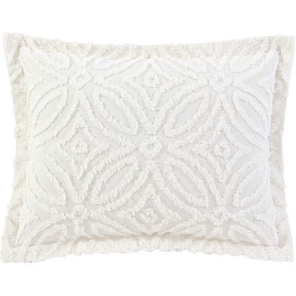 Beatrice Home Fashions-Wedding Ring Chenille-Standard Sham-Ivory-20" x 26"-NEW