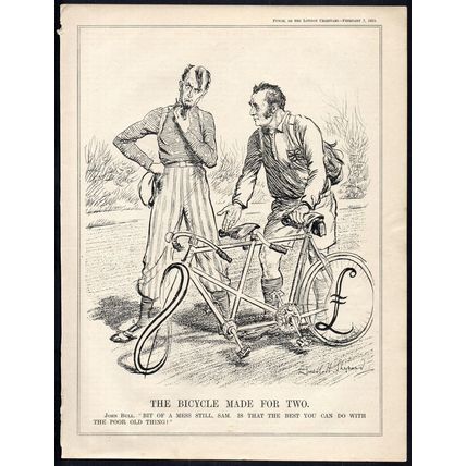 BICYCLE MADE FOR TWO 1934 Ernest Howard Shepard PUNCH CARTOON PAGE