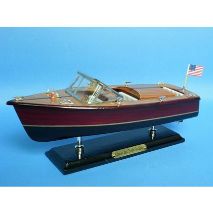 Wooden Chris Craft Triple Cockpit Model Speedboat 14""