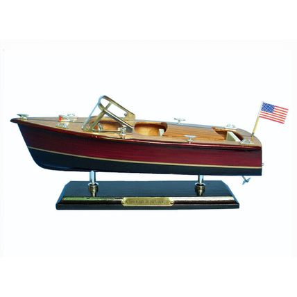 Wooden Chris Craft Triple Cockpit Model Speedboat 14""