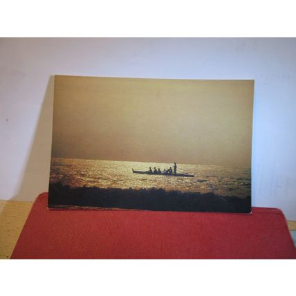 FISHERMEN AT SUNSET, LA UNION PROVINCE, PHILIPPINES unused postcard =