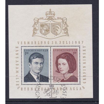LIECHTENSTEIN 1967 ROYAL WEDDING MINIATURE SHEET USED SG MS471