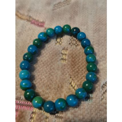 NATURAL STONE STRETCH BRACELET CHRYSOCOLLA DARK GREEN