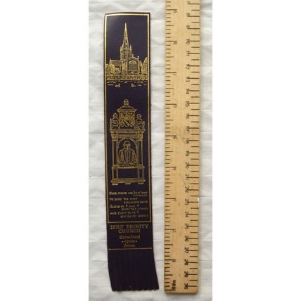 Vintage: purple leather bookmark - Holy Trinity Church Stratford-upon-Avon