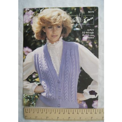 Vintage: Emu 3675 sleeveless cardigan, 4 ply