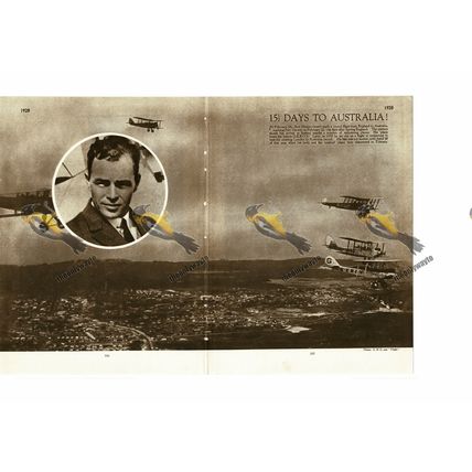 Bert Hinkler, 15.5 Days To Australia, 1928, Book Illustration (Print), 1935