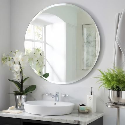 KOHROS Frameless round Bathroom Mirror for over Sink Circle Vanity Mirror 24 Inc
