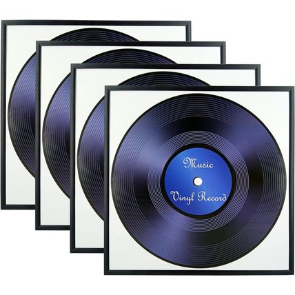 4 Pack, Aluminum Metal Black Music Record Album Frame 12.5X12.5 Inch Picture Fra