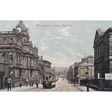 EC386 BURNLEY - MANCHESTER ROAD. PRINTED POSTCARD BY VALENTINE.
