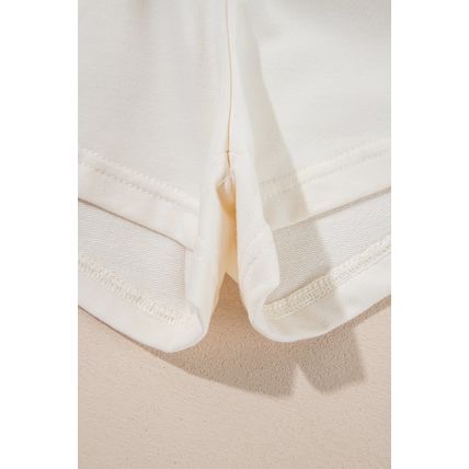 Beige 2pcs Cropped Tee and Ruffle High Waist Skort Set