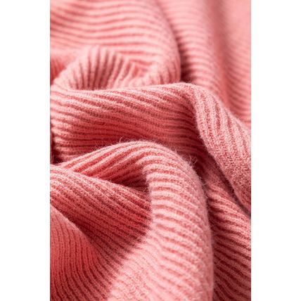 Light Pink Ribbed Knit Half Sleeve Plus Size Poncho Style Sweater