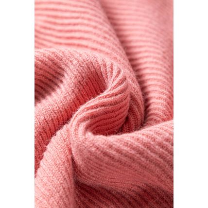 Light Pink Ribbed Knit Half Sleeve Plus Size Poncho Style Sweater
