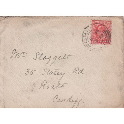 GB 1904 cover to Cardiff from Cri? with nice EdVII 1d stamp see rest