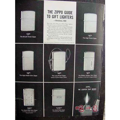 ZIPPO LIGHTERS 1959 Christmas guide to gift vintage ad