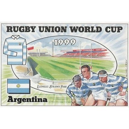 Argentina Llanelli Sradey Park Rugby World Cup Stadium Uniform Postcard
