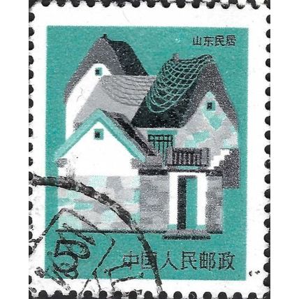 CHINA, Shangdong house, blue 1991, 5fen, #4