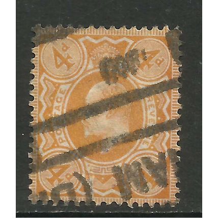GB 1909 - 11 KEV11 4d Bright Orange used stamp. ( E201 )
