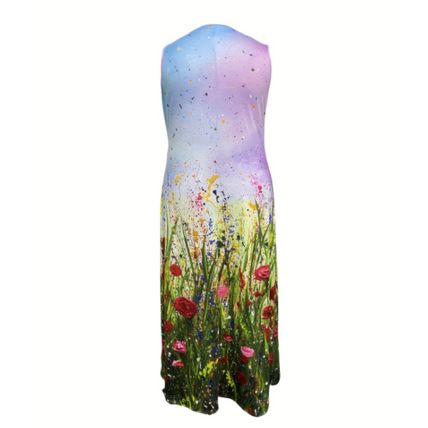 dress with pockets oversized dress Foreign trade printed round neck