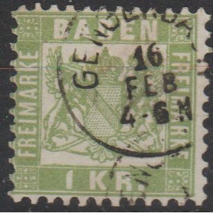 Mi 23 used 1868 Baden Cat € 10