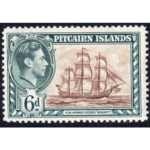 Pitcairn Is Sg6 6d Brown & Grey-Blue Fresh un mounted mint MNH (G122)