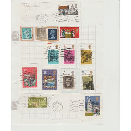 Great Britain 14 early QE on album page with Wordsworth 1s6d & Dickens etc