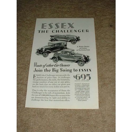 1929 Essex the Challenger Car Ad, NICE!!
