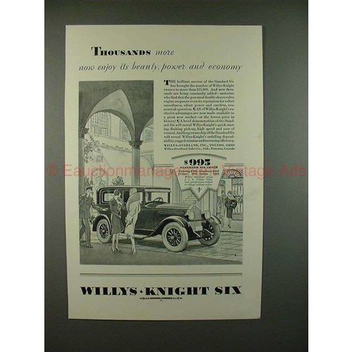 1928 Willys-Knight Standard Six Coach Car Ad - Power!