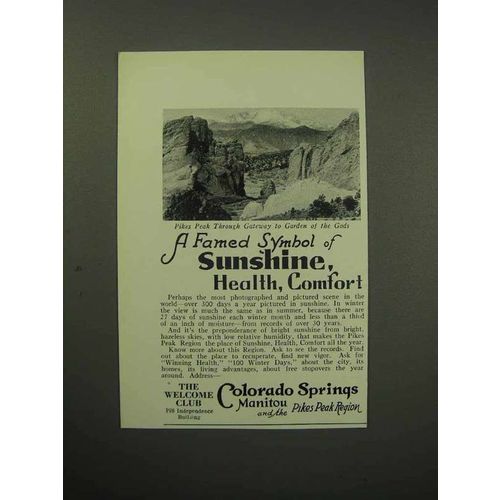 1930 Colorado Springs Tourism Ad - Pikes Peak