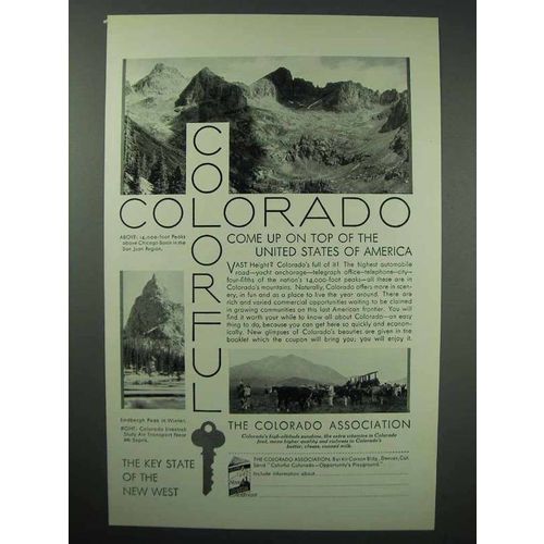 1930 Colorado Tourism Ad - Chicago Basin