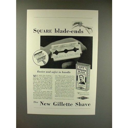 1930 New Gillette Razor Blade Ad - Square Blade-ends