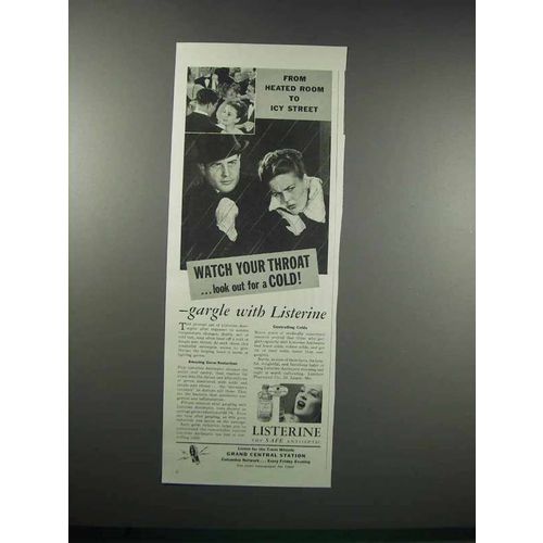 1938 Listerine Antiseptic Ad - Heated Room Icy Street