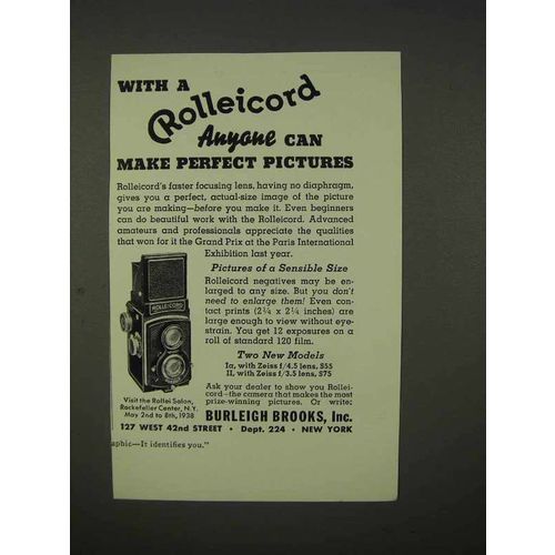 1938 Rollei Rolleicord Camera Ad - Perfect Pictures