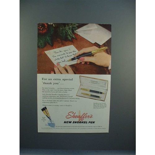 1954 Sheaffer's Snorkel Pen Ad - Thank You!